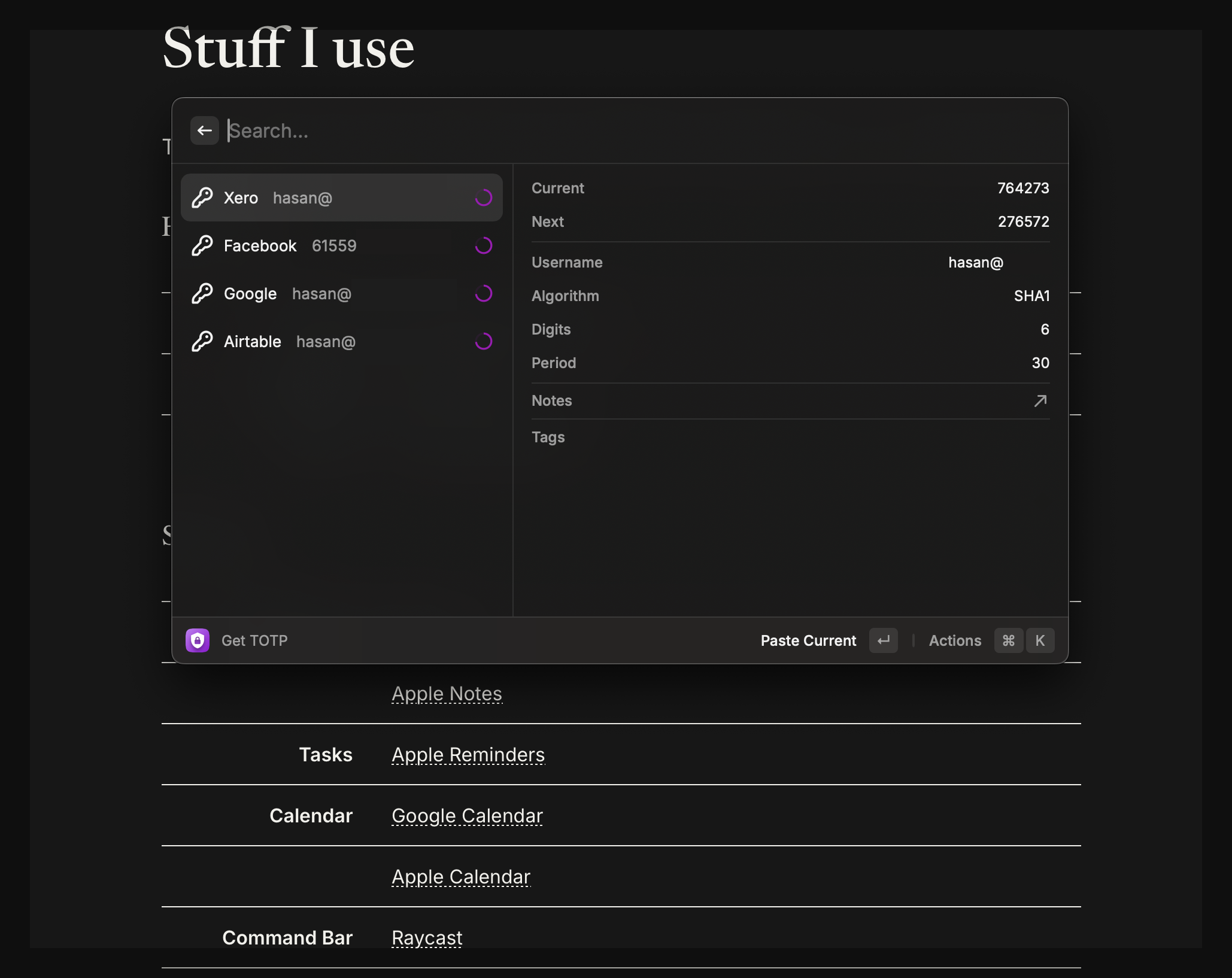 Raycast interface in action